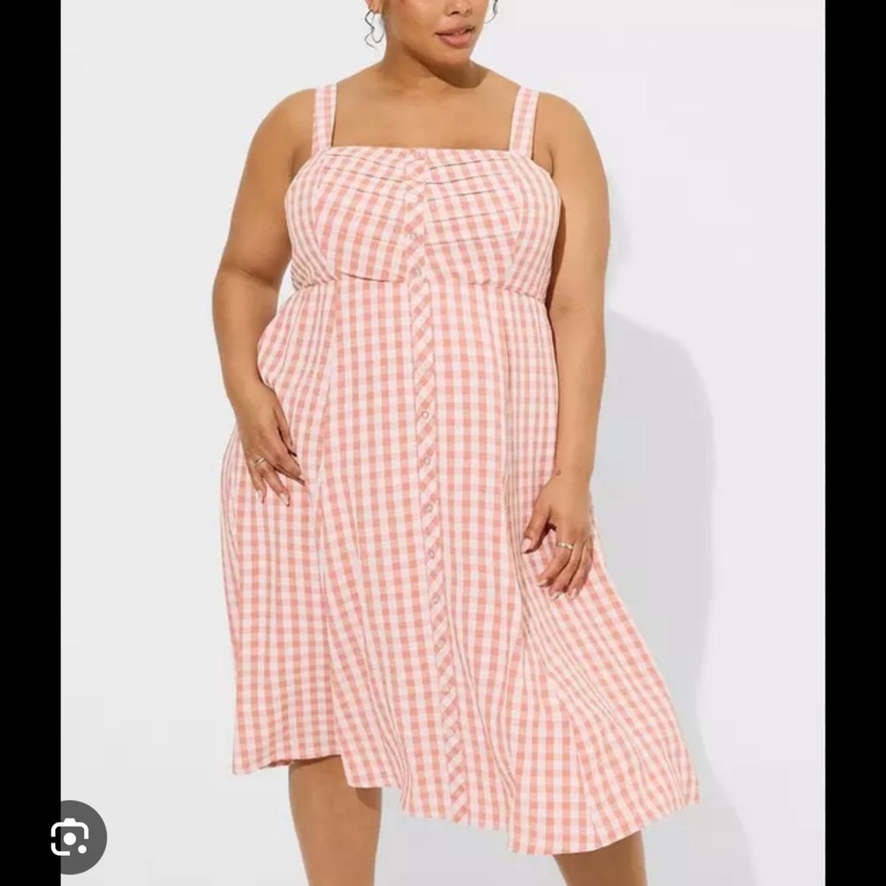 Torrid Orange Gingham Midi Dress NWT